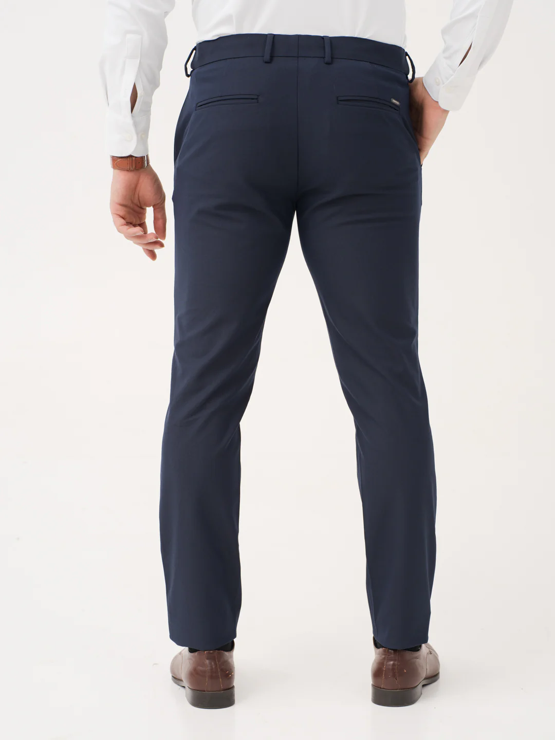 Kairo Navy Luxury Twill Relaxed Fit Stretch Formal Pants - Image 6