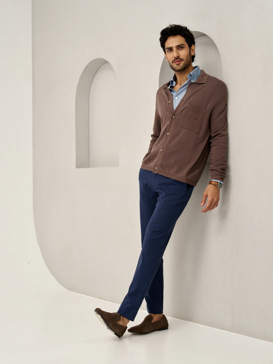 Udaipur Blue Checks Slim Fit Power Stretch Pants - Image 7